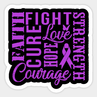 Alzheimers Awareness T-Shirt Fight Faith Hope Love Cure Courage Strength Sticker